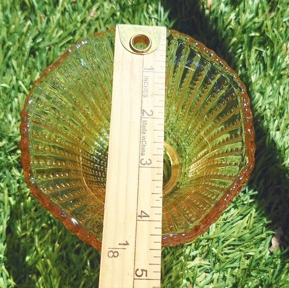 Vintage Amber/Golden Fluted Lampshade Votive Carnival/Iridescent Glass Hobnail 3 - Picture 8 of 8